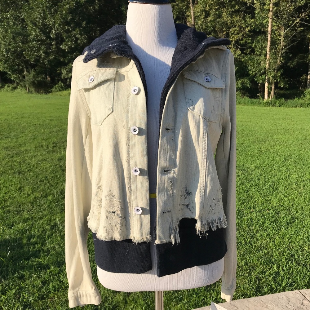 Free People Distressed Layer Look Jean/Sweatshirt